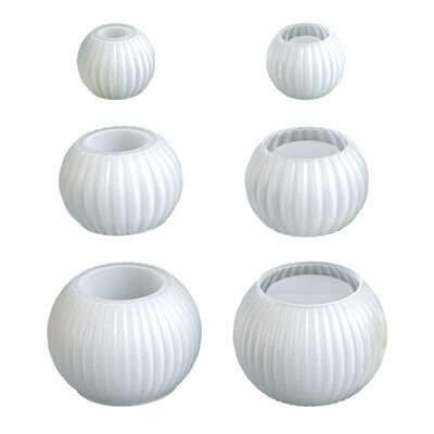 DIY Aromatherapy Stripe Large, Medium, Small, Flower Pot Storage Box Candle Cup Candlestick Pendant Gypsum Silicone Mold
