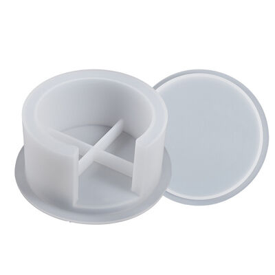 DIY Crystal Dropping Resin Gypsum Six Piece Round Cup Bottom Seat Storage Box Silicone Mold