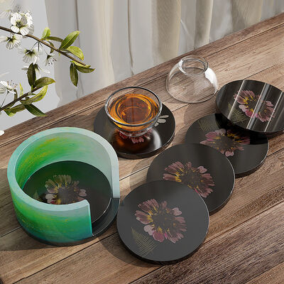 DIY Crystal Dropping Resin Gypsum Six Piece Round Cup Bottom Seat Storage Box Silicone Mold