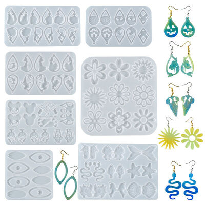 DIY Crystal Dropper Grinding Tool, Oval Flower Dessert, Ocean Halloween Earring Pendant, Silicone Mold