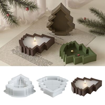 Aromatherapy Gypsum Christmas Tree Storage Tray Silicone Mold DIY Candle Cup Christmas Ornament Dropper Mold