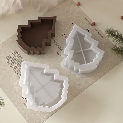 Aromatherapy Gypsum Christmas Tree Storage Tray Silicone Mold DIY Candle Cup Christmas Ornament Dropper Mold
