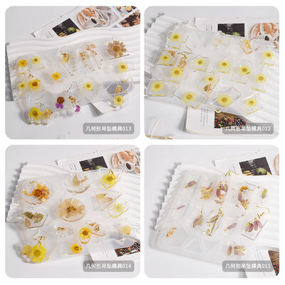 Crystal Dropper DIY Geometric Pendant Earring Mold, Heart-shaped Rectangular Triangle Water Droplet Earring Necklace Silicone Mold