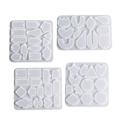 Crystal Dropper DIY Geometric Pendant Earring Mold, Heart-shaped Rectangular Triangle Water Droplet Earring Necklace Silicone Mold