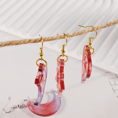 DIY Drip Glue Earrings Grinding Mirror Collection Love Moon Leaves Music Box Tape Earrings Pendant Silicone Mold