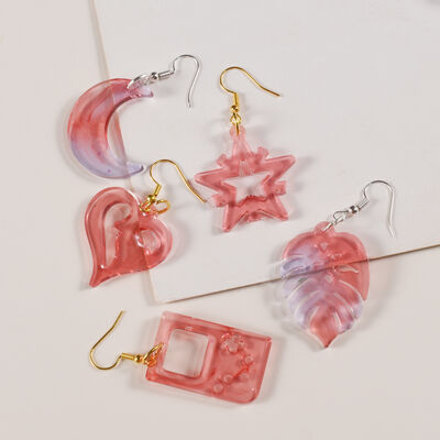 DIY Drip Glue Earrings Grinding Mirror Collection Love Moon Leaves Music Box Tape Earrings Pendant Silicone Mold