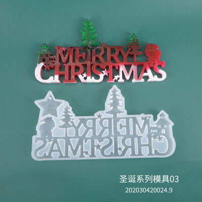 DIY Crystal Dropper Mold Christmas Listing Ornament Merry Christmas English Mirror Silicone Mold