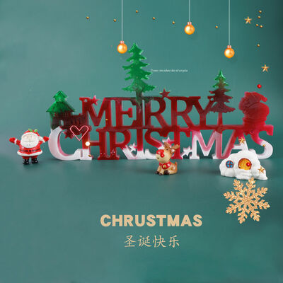 DIY Crystal Dropper Mold Christmas Listing Ornament Merry Christmas English Mirror Silicone Mold
