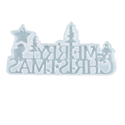 DIY Crystal Dropper Mold Christmas Listing Ornament Merry Christmas English Mirror Silicone Mold