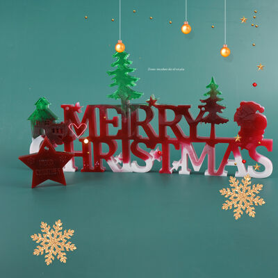 DIY Crystal Dropper Mold Christmas Listing Ornament Merry Christmas English Mirror Silicone Mold