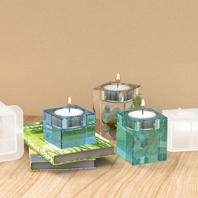 DIY Crystal Dropping Resin Candle Stand Mold Square Candlestick Pendulum Jewelry Silicone Mold