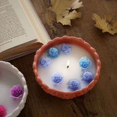 DIY Drip Fat Aromatherapy Gypsum Candle Cup Candle Bowl Rose Flower Pattern Storage Bowl Silicone Mold