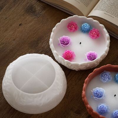 DIY Drip Fat Aromatherapy Gypsum Candle Cup Candle Bowl Rose Flower Pattern Storage Bowl Silicone Mold