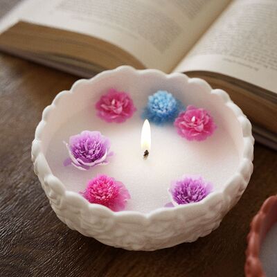 DIY Drip Fat Aromatherapy Gypsum Candle Cup Candle Bowl Rose Flower Pattern Storage Bowl Silicone Mold