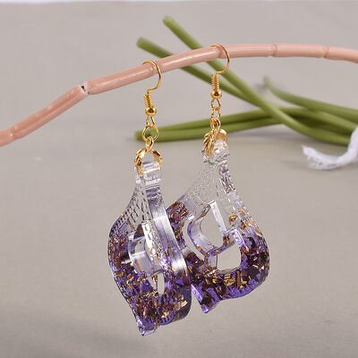 DIY Drop Glue Exotic Style Earrings Silicone Mold Hollow Pattern Water Droplet Fan Leaf Flower Pendant Grinding Tool