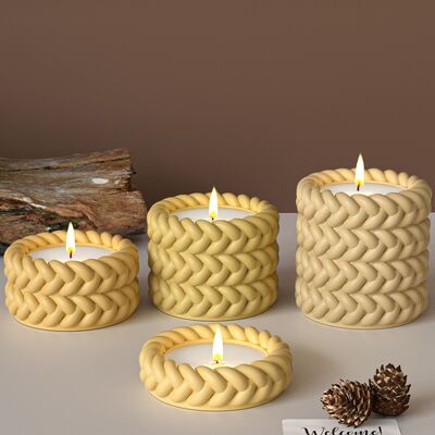 Drip rubber braided rope Fried Dough Twists rope large, medium and small storage box diy aromatherapy gypsum candle cup silicone mold