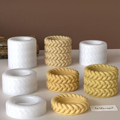 Drip rubber braided rope Fried Dough Twists rope large, medium and small storage box diy aromatherapy gypsum candle cup silicone mold