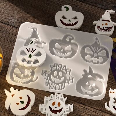 Halloween Caído Yeso Full Board Diablo Calabaza colgante llavero colgante Joyería Molde de silicona