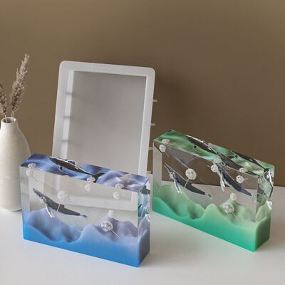 Crystal dropper resin rectangular book file ornament dropper mold DIY specimen jewelry silicone mold