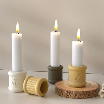 DIY Clover Boat Anchor Light Noodle Pattern Cylindrical Candlestick Aromatherapy Gypsum Candle Base Silicone Mold