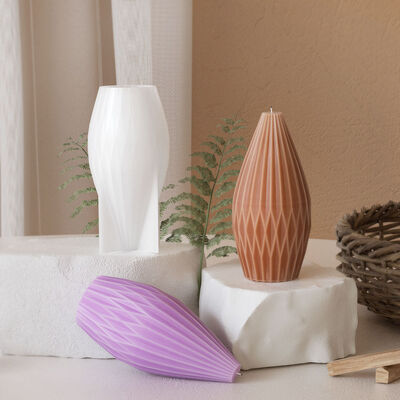 Molde de vela geométrico en forma de pera, patrón plegable de papel DIY, molde de silicona para vela de piedra perfumada mineral en forma de cono de yeso de aromaterapia en forma de botella