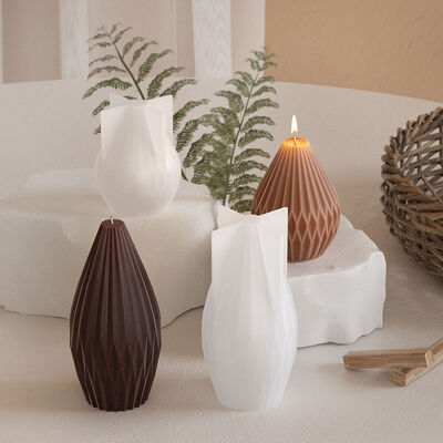 Molde de vela geométrico en forma de pera, patrón plegable de papel DIY, molde de silicona para vela de piedra perfumada mineral en forma de cono de yeso de aromaterapia en forma de botella