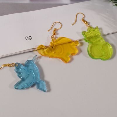 DIY Crystal Dropping Gel Sea Star Shell Dolphin Fruit Animal Series Earrings Pendant Silicone Mold