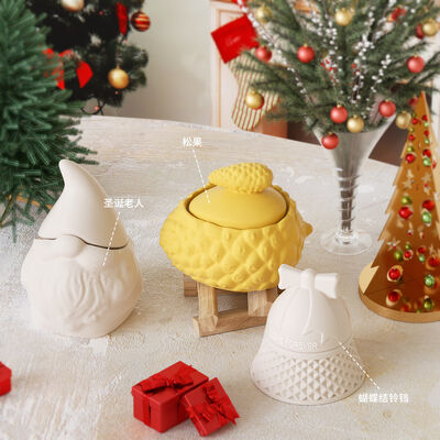 DIY pegamento navideño piña Santa Claus arco campana yeso almacenamiento lata molde de silicona