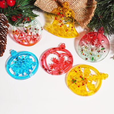 Colgante de tablero completo de Navidad, molde de caída colgante, bricolaje, campana de copo de nieve redonda, molde de yeso para aromaterapia