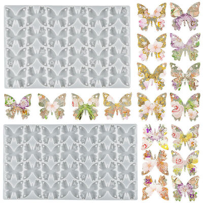 Herramienta de molienda de resina con forma de gota de cristal, colgante de 12 constelaciones con letras de mariposa, molde de silicona para colgar
