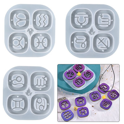 DIY Crystal Dropping Silicone Mold Aries Sagittarius Gemini Horizontal Constellation 12 Constellation Pendant Mold
