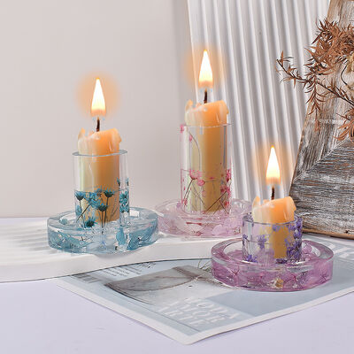 DIY Drip Glue Cement Gypsum Candle Stand Grinding Tool Round Candle Bracket Base Pendant Silicone Mold