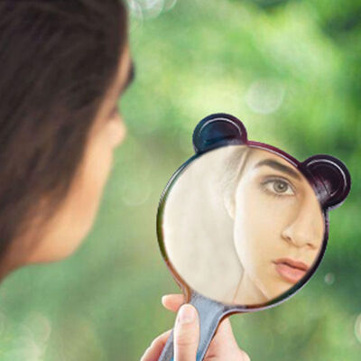 DIY Crystal Dropping Gel Mirror Mold, Little Panda Narrowing Ears, Homemade Handheld Makeup Mirror Silicone Mold