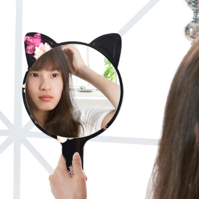 DIY Crystal Dropping Gel Mirror Mold, Little Panda Narrowing Ears, Homemade Handheld Makeup Mirror Silicone Mold