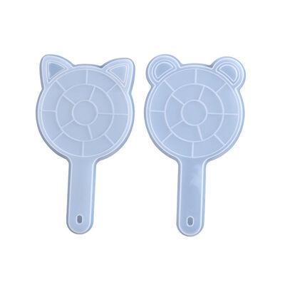 DIY Crystal Dropping Gel Mirror Mold, Little Panda Narrowing Ears, Homemade Handheld Makeup Mirror Silicone Mold