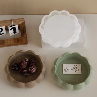 Bubble bead aromatherapy gypsum storage tray silicone mold DIY lotus lace dish ornament drip glue mold