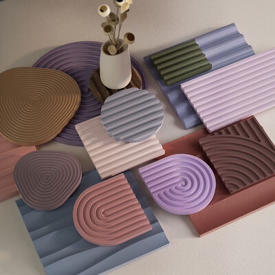DIY striped tray crystal drip glue mold epoxy resin arch wave curved gypsum coaster silicone mold