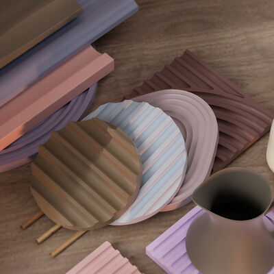 DIY striped tray crystal drip glue mold epoxy resin arch wave curved gypsum coaster silicone mold