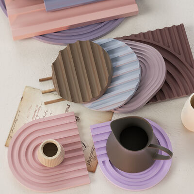DIY striped tray crystal drip glue mold epoxy resin arch wave curved gypsum coaster silicone mold