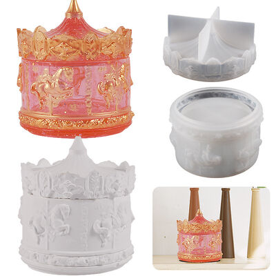 Crystal dropper glue wooden horse pattern storage box, silicone mold DIY resin gypsum storage tank, jewelry box