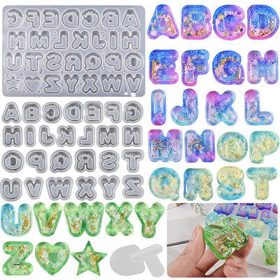 DIY Crystal Dropping Gel Mirror English Letter Flowing Sand Pendant Keychain Pendant Silicone Mold Wholesale