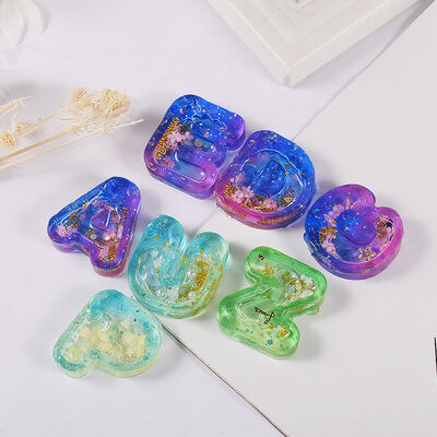 DIY Crystal Dropping Gel Mirror English Letter Flowing Sand Pendant Keychain Pendant Silicone Mold Wholesale