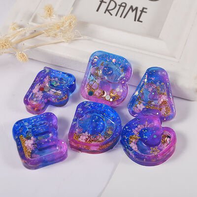 DIY Crystal Dropping Gel Mirror English Letter Flowing Sand Pendant Keychain Pendant Silicone Mold Wholesale