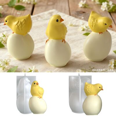 DIY Easter Aromatherapy Gypsum Resin Dropping Gel Standing Egg Chicken Candle Pendant Silicone Mold