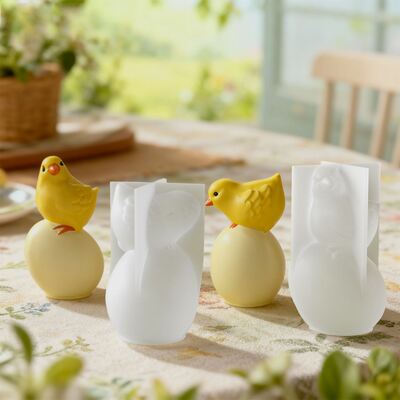 DIY Easter Aromatherapy Gypsum Resin Dropping Gel Standing Egg Chicken Candle Pendant Silicone Mold