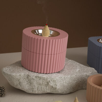 New striped incense burner storage box mold DIY gypsum cement square circular heart-shaped storage box silicone mold