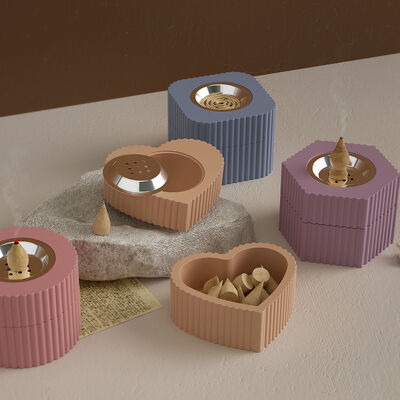 New striped incense burner storage box mold DIY gypsum cement square circular heart-shaped storage box silicone mold
