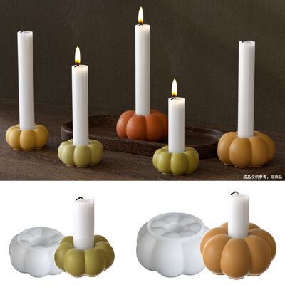 Halloween Elements Pumpkin Candlestick Ornament Silicone Mold DIY Aromatherapy Gypsum Candle Base Grinding Tool
