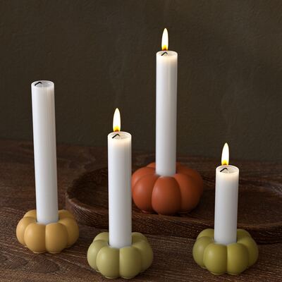 Halloween Elements Pumpkin Candlestick Ornament Silicone Mold DIY Aromatherapy Gypsum Candle Base Grinding Tool