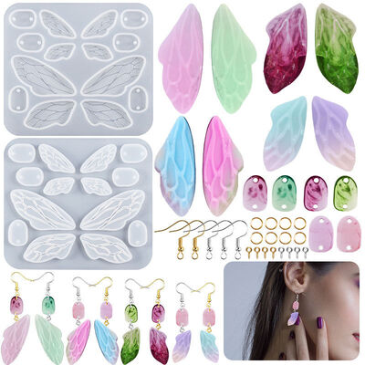 DIY crystal dropper resin mirror butterfly wing earrings pendant keychain jewelry silicone mold